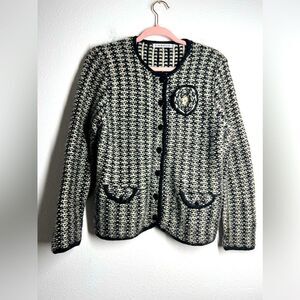 EMRECO Mohair Blend Black White Sweater Cardigan Jacket 2 Packets Size 12UK/8 US